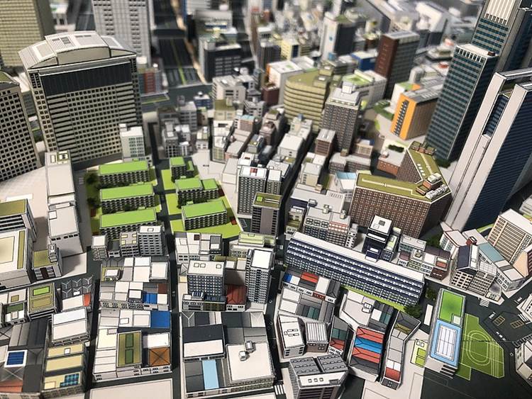 新宿駅 歌舞伎町 ３D都市データを活用した都市模型 (透明ケース付) www